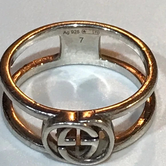 GUCCI Interlocking GG Silver Ag925 Ring- Size US4 ❤️